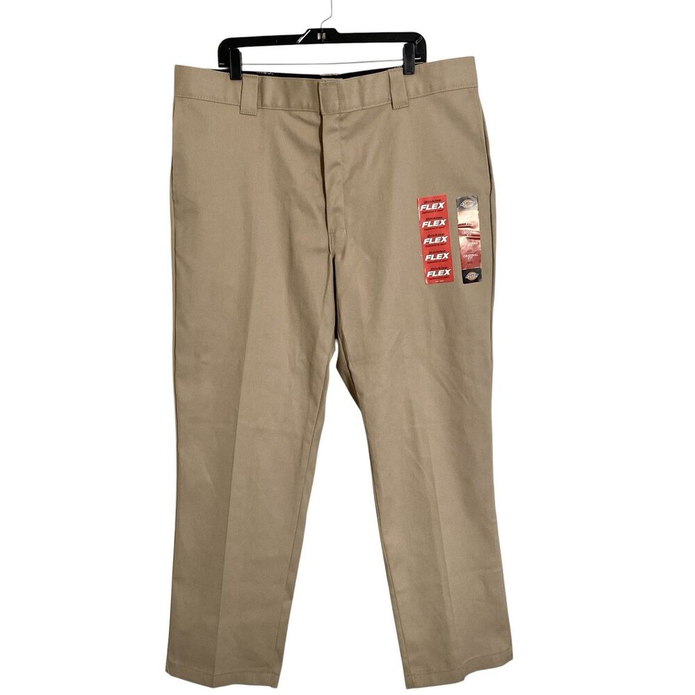 Dickies 874 Flex Original Fit Pants Mens 42x32 Tan Beige Straight Leg Utility